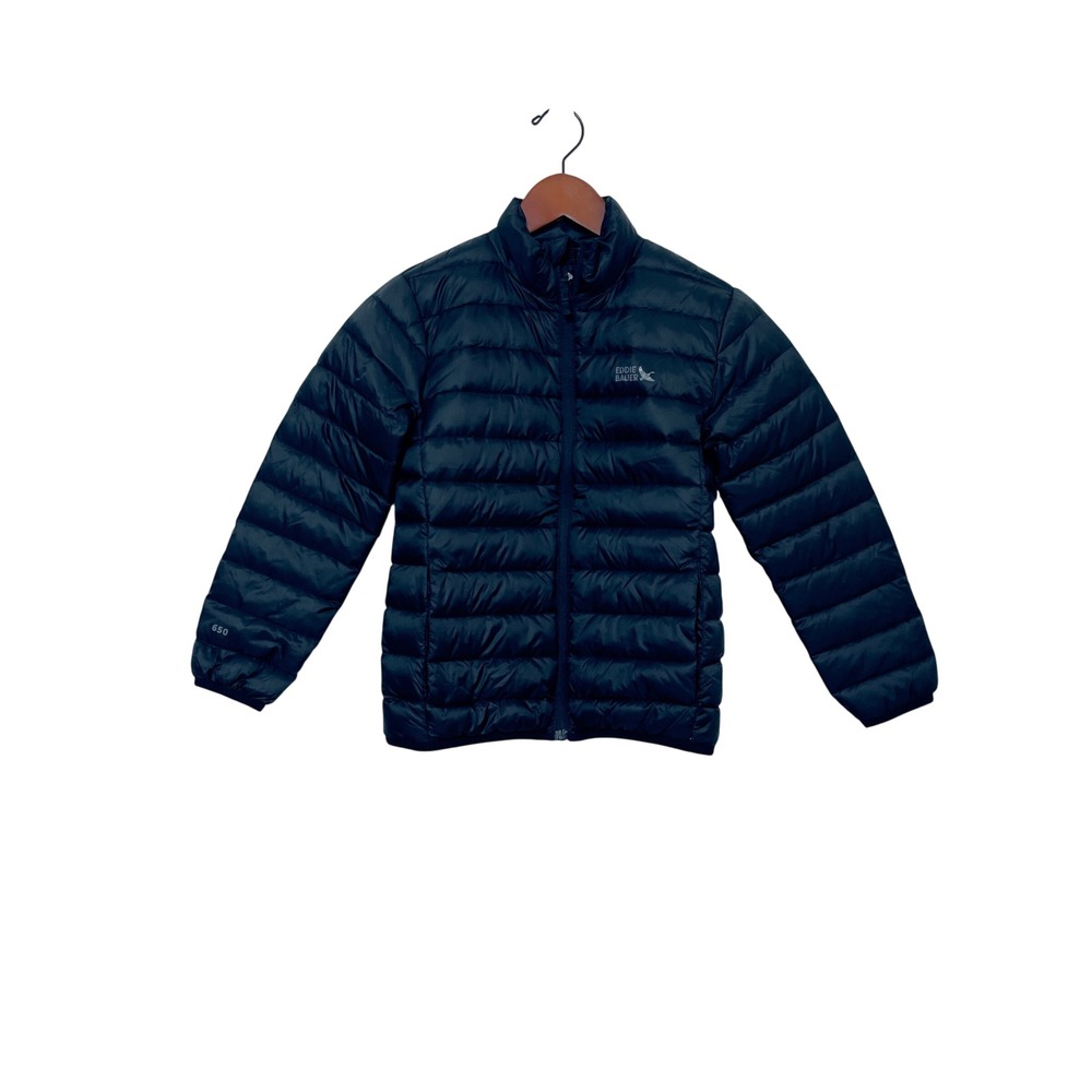 Eddie Bauer Boys Down Packable Jacket Black S 6/7 Puffer Casual Hiking Outerwear